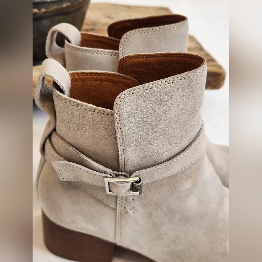 || RAG & BONE || Walker Buckle boot, ice gray  suede, heels, size 38